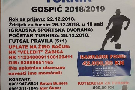 Prijavite se na Zimski malonogometni turnir Gospić. Pobjedničkoj ekipi čak 26.000 kuna!!!