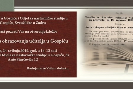 Ne propustite: danas izložba povodom 100 godina obrazovanja učitelja u Gospiću