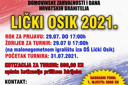 Prijavite svoje ekipe na malonogometni turnir “Lički Osik 2021.!