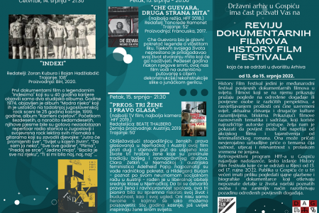 Državni arhiv u Gospiću organizira trodnevno prikazivanje vrhunskih dokumentaraca