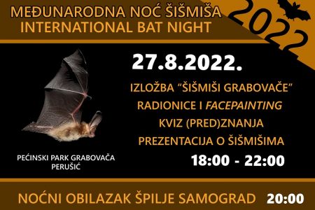 U subotu se u Pećinskom parku Grabovača u Perušiću održava Međunarodna noć šišmiša