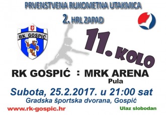 U subotu rukometna utakmica Gospić-Arena