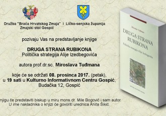 Sutra u Gospiću predstavljanje knjige Miroslava Tuđmana o političkoj strategiji Alije Izetbegovića