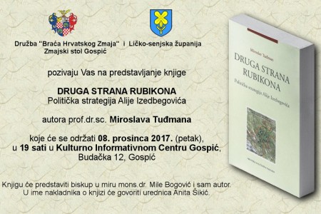 Sutra u Gospiću predstavljanje knjige Miroslava Tuđmana o političkoj strategiji Alije Izetbegovića