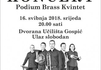 Večeras u Gospiću nastupa Podium Brass Kvintet