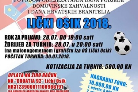 Prijavite se za malonogometni turnir u Ličkom Osiku!!!