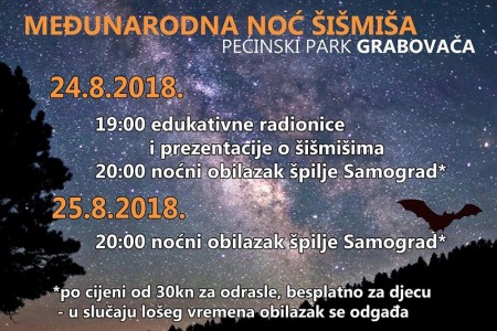 U petak i subotu dođite u Pećinski park Grabovača na Noć šišmiša!!!