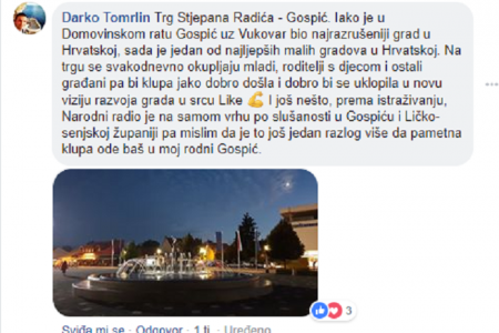 BRAVO: Gospićanin Darko Tomrlin osvojio pametnu klupu za svoj grad!!!