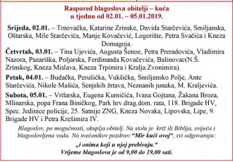 Raspored blagoslova obitelji od 2.do 5.siječnja 2019.
