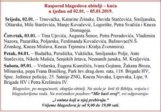 Raspored blagoslova obitelji od 2.do 5.siječnja 2019.