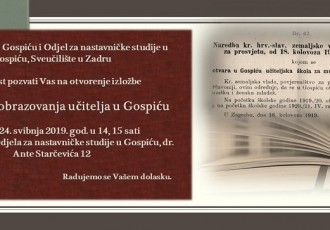 Ne propustite: danas izložba povodom 100 godina obrazovanja učitelja u Gospiću