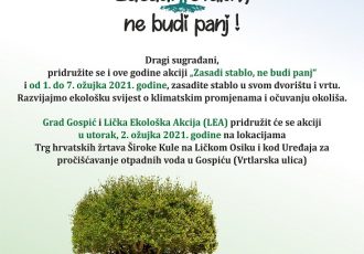 Grad Gospić i Lička ekološka akcija u utorak u nacionalnoj kampanji “Zasadi stablo-ne budi panj”