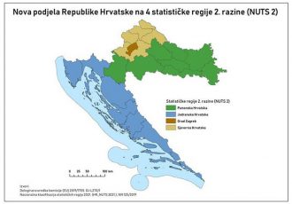 Europska komisija odobrila  novu statističku podjelu Hrvatske na četiri umjesto na dosadašnje dvije regije.