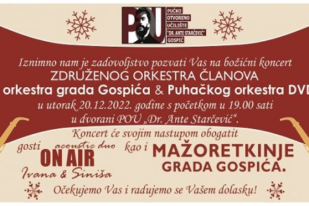 Pred nama je božićna poslastica, koncert Puhačkog orkestra grada Gospića i DVD-a Ogulin