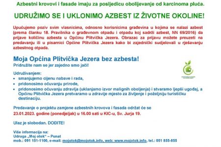 Uklonimo azbestne krovove u općini Plitvička Jezera