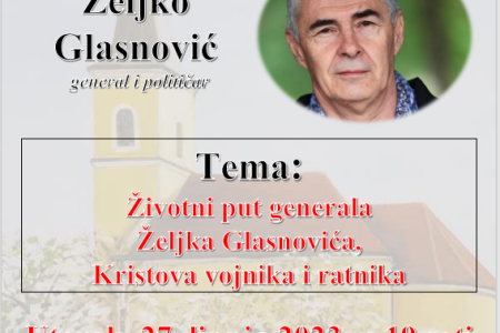 Večeras u Pastoralnom centru župe svetoga Josipa u Ličkom Osiku tribina generala i političara Željka Glasnovića