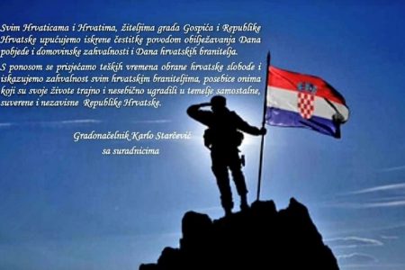 Čestitka gradonačelnika Karla Starčevića povodom Dana pobjede i domovinske zahvalnosti i Dana hrvatskih branitelja