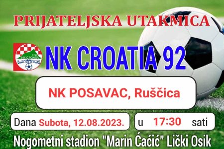 NK Croatia 92 poziva gledatelje na prijateljsku utakmicu protiv NK Posavac iz Ruščice