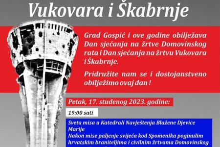Grad heroj Gospić obilježava Dan sjećanja na žrtve heroja Vukovara i Škabrnje
