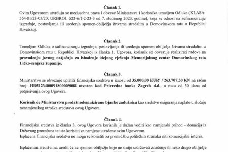 Ministarstvo hrvatskih branitelja odobrilo financijsku potporu za Memorijalni centar Domovinskog rata Ličko-senjske županije