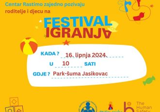 FESTIVAL IGRANJA U GOSPIĆU za roditelje i djecu predškolske i rane školske dobi 16. lipnja, Park Jasikovac, od 10 – 14 sati