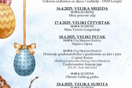 Grad Gospić pripremio bogat program povodom Uskrsa