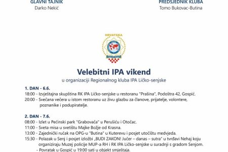 U petak i subotu Regionalni klub IPA organizira Velebitni IPA vikend