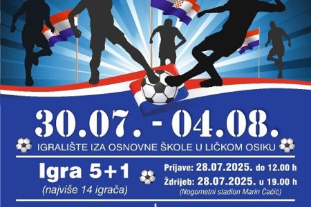Do 28.srpnja u podne traju prijave za malonogometni turnir “Lički Osik 2025.”