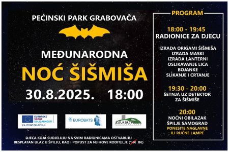 Međunarodna noć šišmiša: radionice za djecu i noćni obilazak špilje Samograd