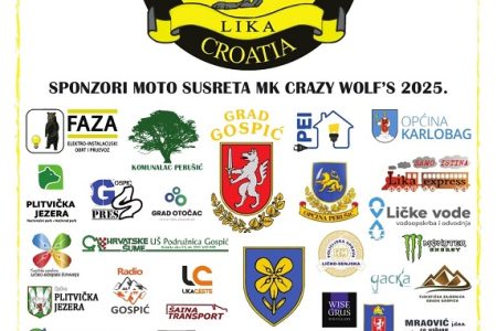 Zahvalnica Moto cluba Crazy wolfs sponzorima i svima koji su pomogli organizaciju moto susreta u Gospiću