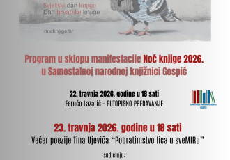 Noć knjige 2026. u Gospiću: Tri dana posvećena književnosti, putovanjima i poeziji