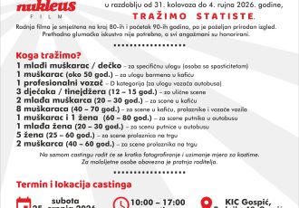 Traže se statisti za snimanje filma: Postani dio filmske priče!