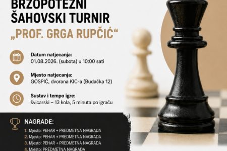 U Gospiću se održava Memorijalni brzopotezni šahovski turnir “Prof. Grga Rupčić“